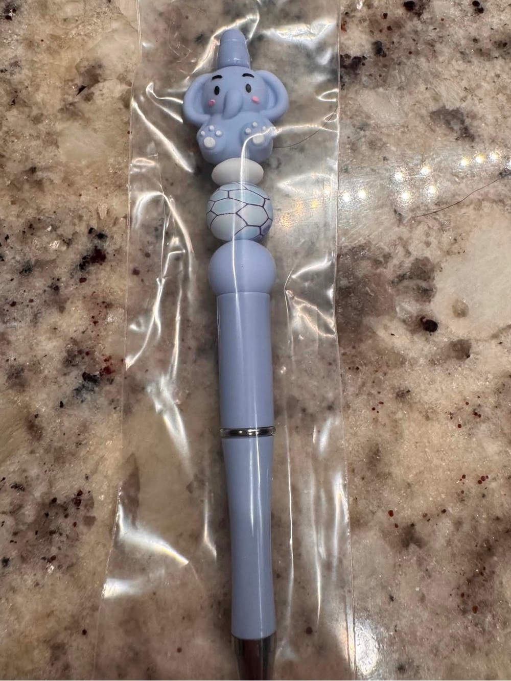 Hand Crafted Light Blue Elephant Top Pen